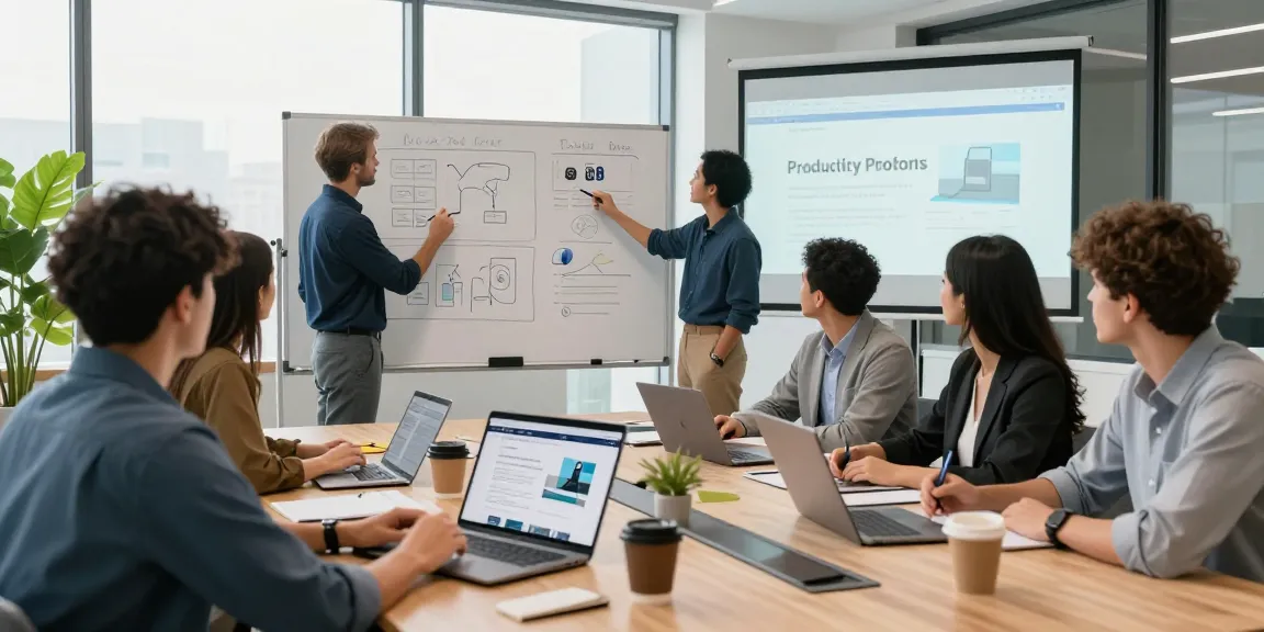 Team collaboration around the WPS Official Website in a modern office environment, showcasing technology and teamwork.