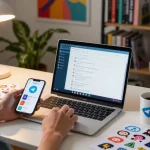Download Telegram for seamless messaging on various devices in a vibrant workspace setting.